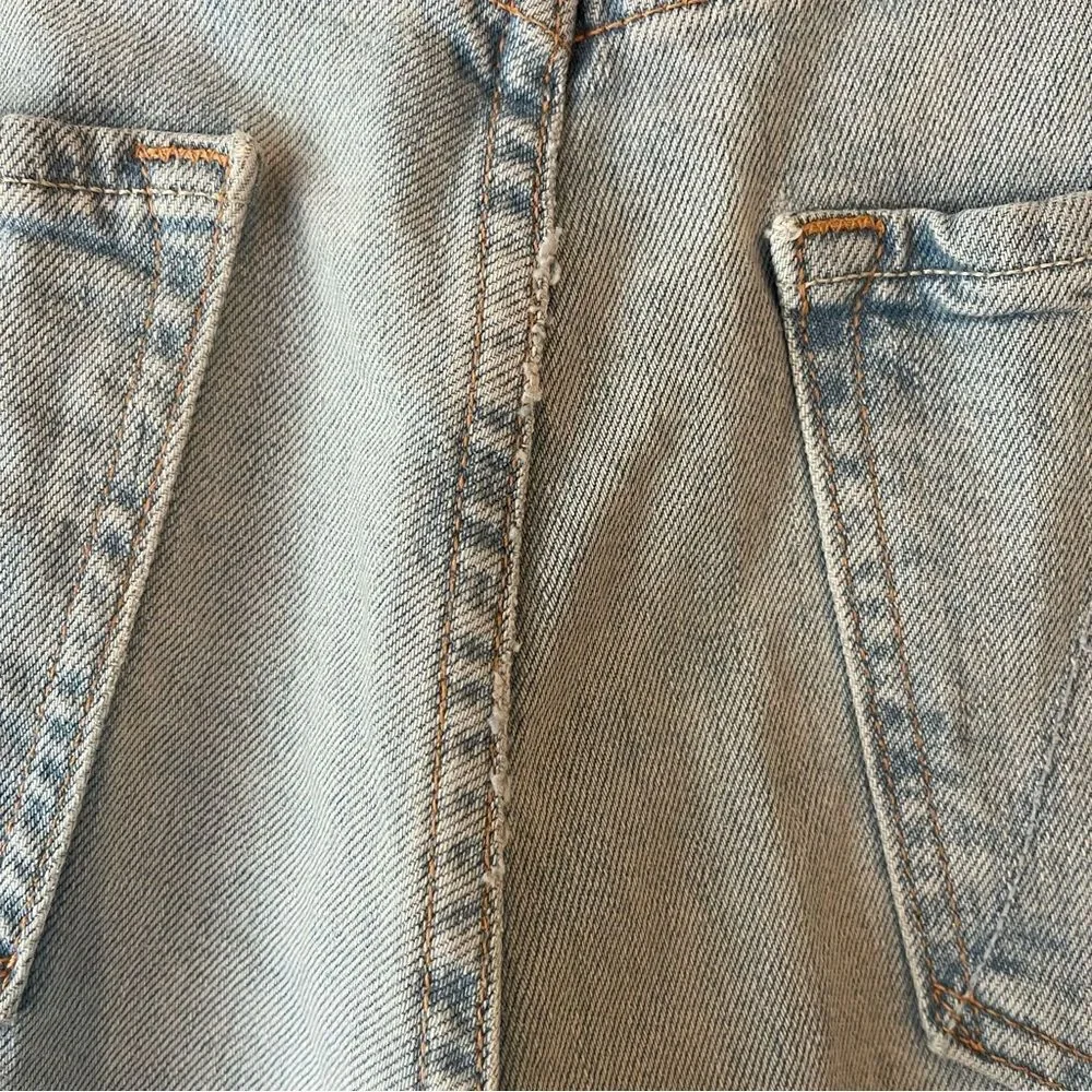 MOTHER Superior The Spinner Skimp Wide Leg Jeans High Rise Light Wash Denim 28